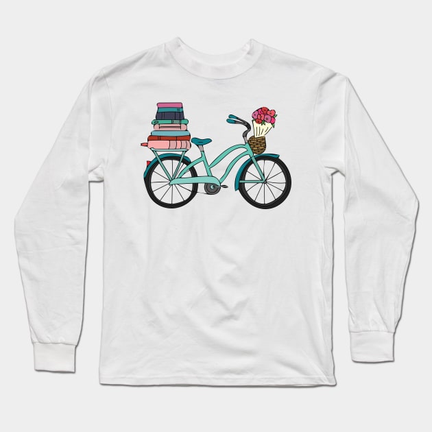 Bike of a Reader Long Sleeve T-Shirt by Nataliatcha23